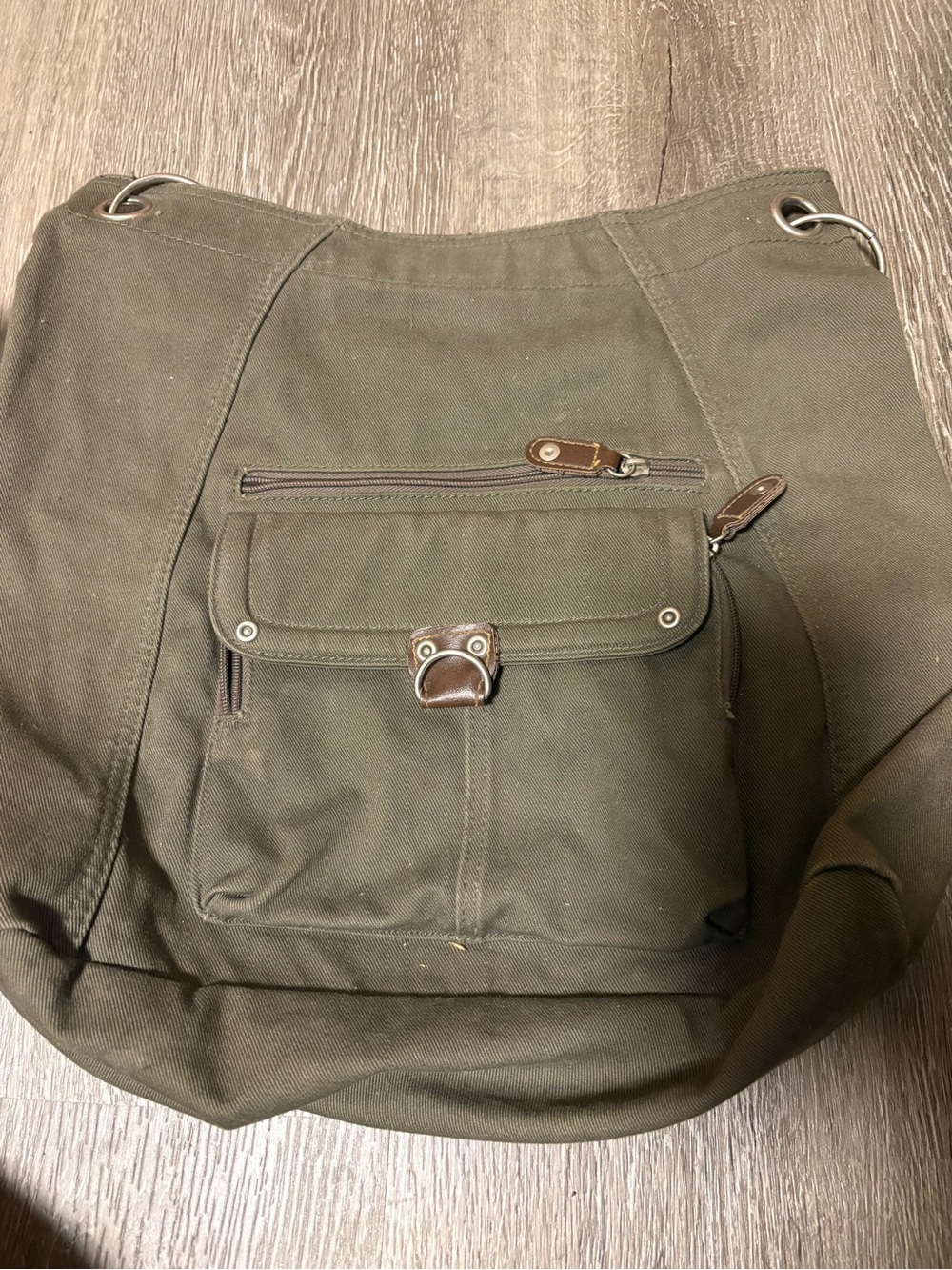 Canvas Messenger Bag - Olive Green